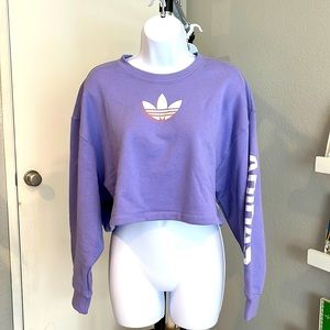 NWT Adidas light purple logo crop sweatshirt sweater Sz S cute workout sweater
